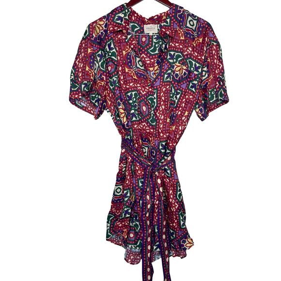 Sezane ANA Twisted pattern Button front mini shirt dress sz 46 US 14 - Picture 2 of 7